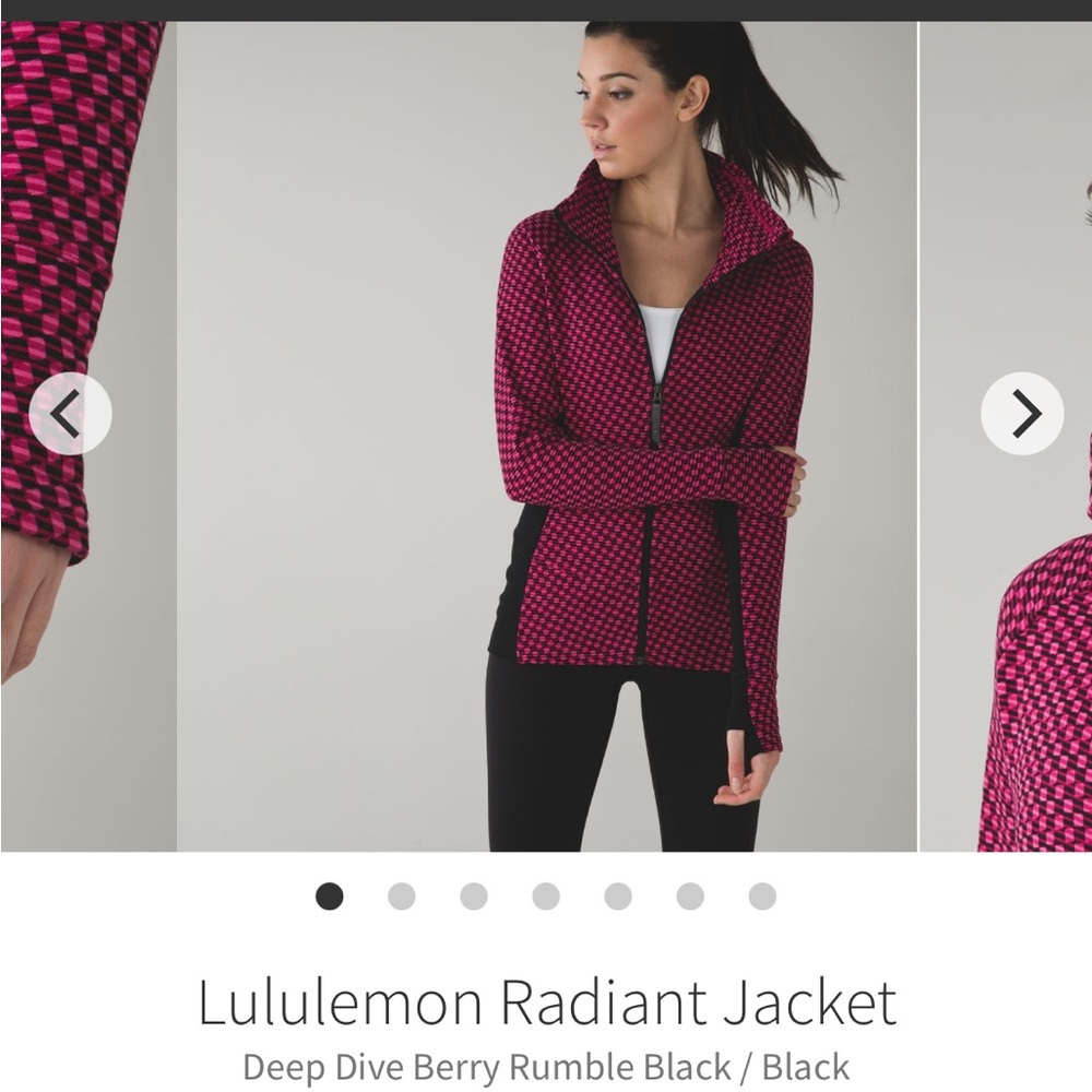 Lululemon Athletica Radiant Berry/Black Jacket 2016 Retired Size 4 Pre-owned